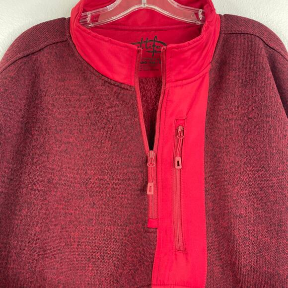 Reel Life Red Quarter Zip Pull Over Sweater Men's XXL Outdoors Fishing - Picture 2 of 14